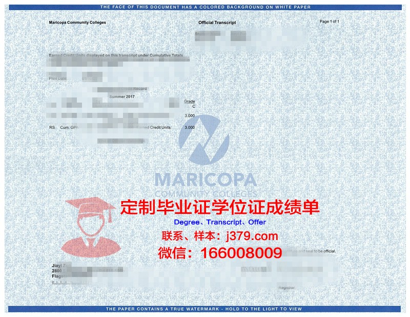 门罗学院证书成绩单